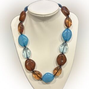 Elegant Blue and Brown Beaded Necklace